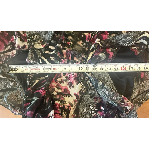 West Kei Vintage Y2K Womens Sheer Paisley Lace Flutter Blouse Size L Whimsygoth - Picture 10 of 11